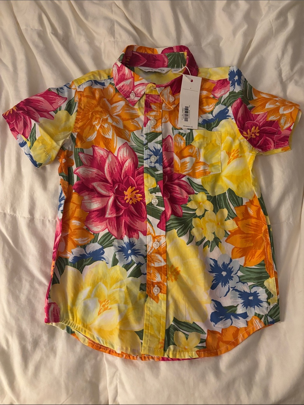 Janie and Jack Multicolor Tropical Floral Button-Up